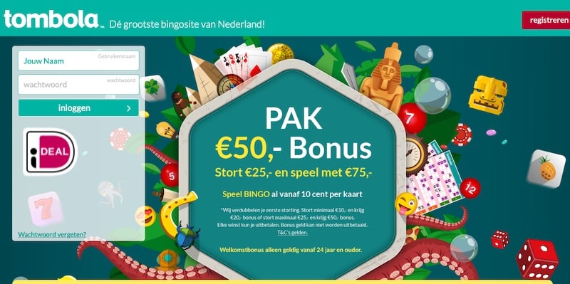 pak bonus in het bingospel