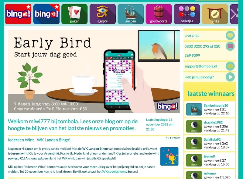 Tombola-bingo-spel-lobby