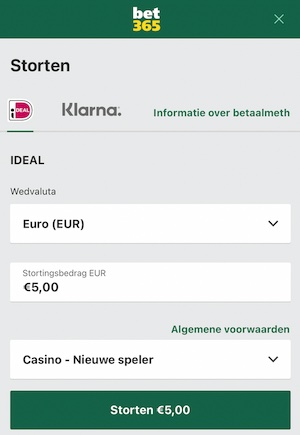 Bet365-Ideal-klarna-betaalsysteem