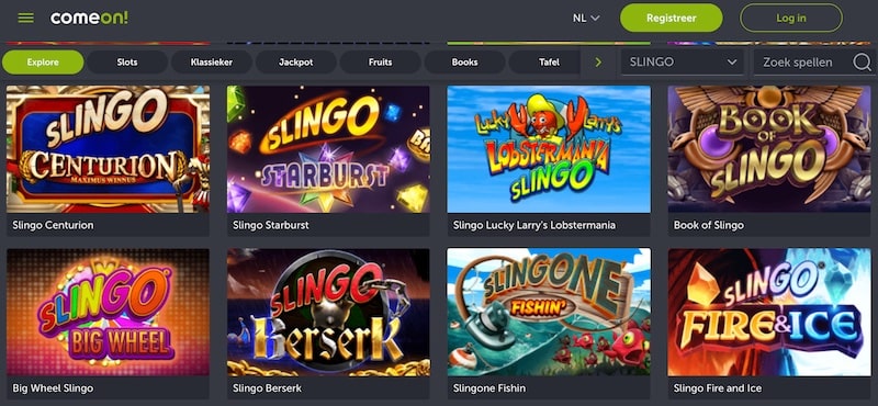 Comeon slingo casino games